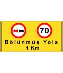 Bölünmüş Yola 1km İşareti Levhası LN-YB34