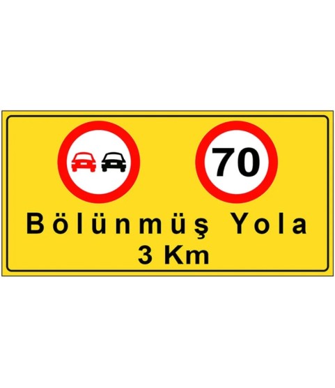 Bölünmüş Yola 3 Km İşareti Levhası LN-YB36