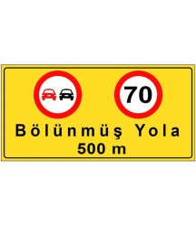 Bölünmüş Yola 500 m İşaret Levhası LN-YB33